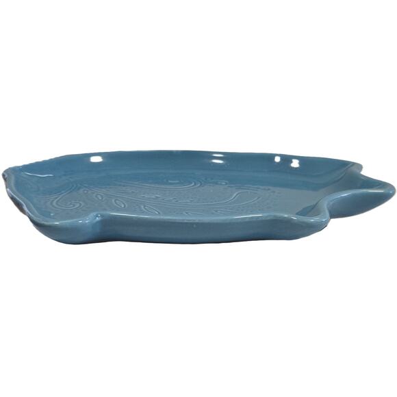 Blue-Ceramic Dish Pig-Shaped Floral-Embellished Trinkets, Candies, Office, etc. - Picture 5 of 8